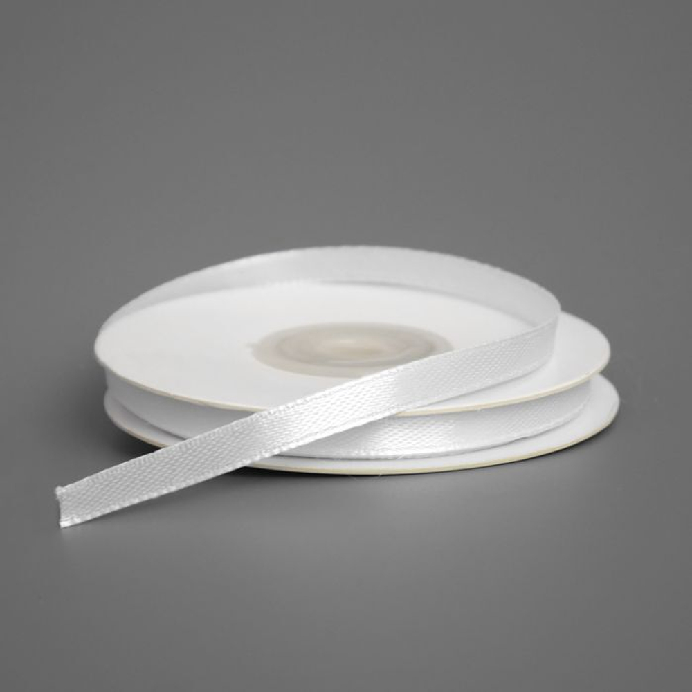 Лента упаковочная атласная 6мм, 22м белая