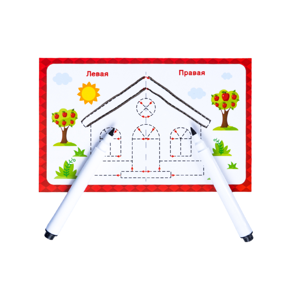 Игра развивающая Пиши-стирай Двумя руками 24 карточки