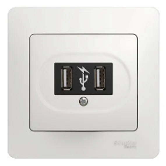 Розетка USB 1-м СП Glossa механизм бел. SchE GSL000132