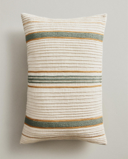 Zara Home наволочка декоративная из хлопка, бирюзовый, в полоску, 40x60 см