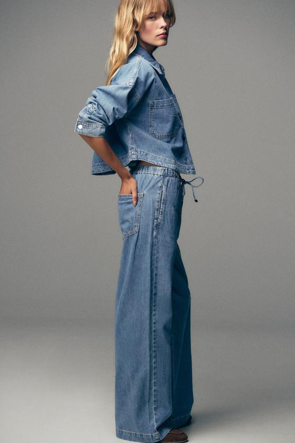 ZARA ДЖИНСЫ-ДЖОГГЕРЫ Z1975 WIDE LEG, ВЫЦВЕТШИЙ СИНИЙ