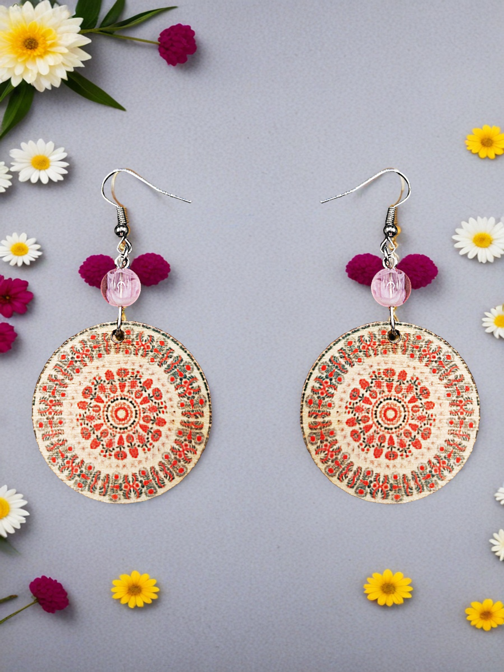 Серьги Мезенская роспись