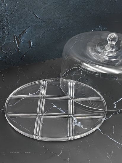 Блюдо стеклянное круглое с крышкой 30 см.