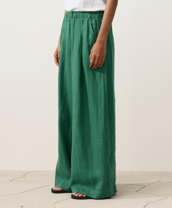 OYSHO Брюки с широкими штанинами из 100% льна, изумрудно-зеленый