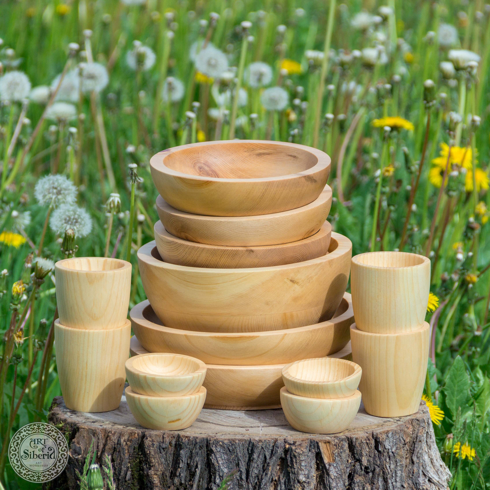 Семейный набор деревянной посуды Art of Siberia из древесины сибирского кедра TN25