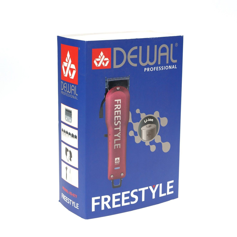 DEWAL Машинка для стрижки волос "FREESTYLE" 03-077 Red аккумуляторно-сетевая (6 насадок)1 шт