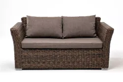 "Капучино" диван из искусственного ротанга (гиацинт) двухместный, цвет коричневый