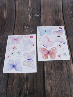 Наклейки бабочки акварельные для декорирования интерьера
