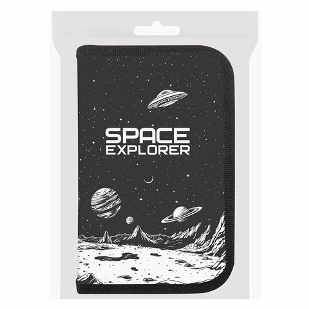 Пенал ПИФАГОР, 1 отделение, ламинированный картон, 19х11 см, "Space invader", 273469