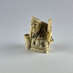 Статуэтка нэцкэ Дзюродзин с круглым веером и сосудом