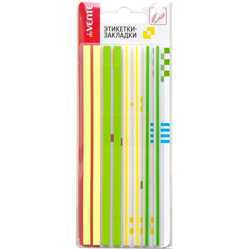 Закладки самоклеющиеся пластиковые 140*5 мм 8*20 шт. желтые ДЕВЕНТЕ (2011421)