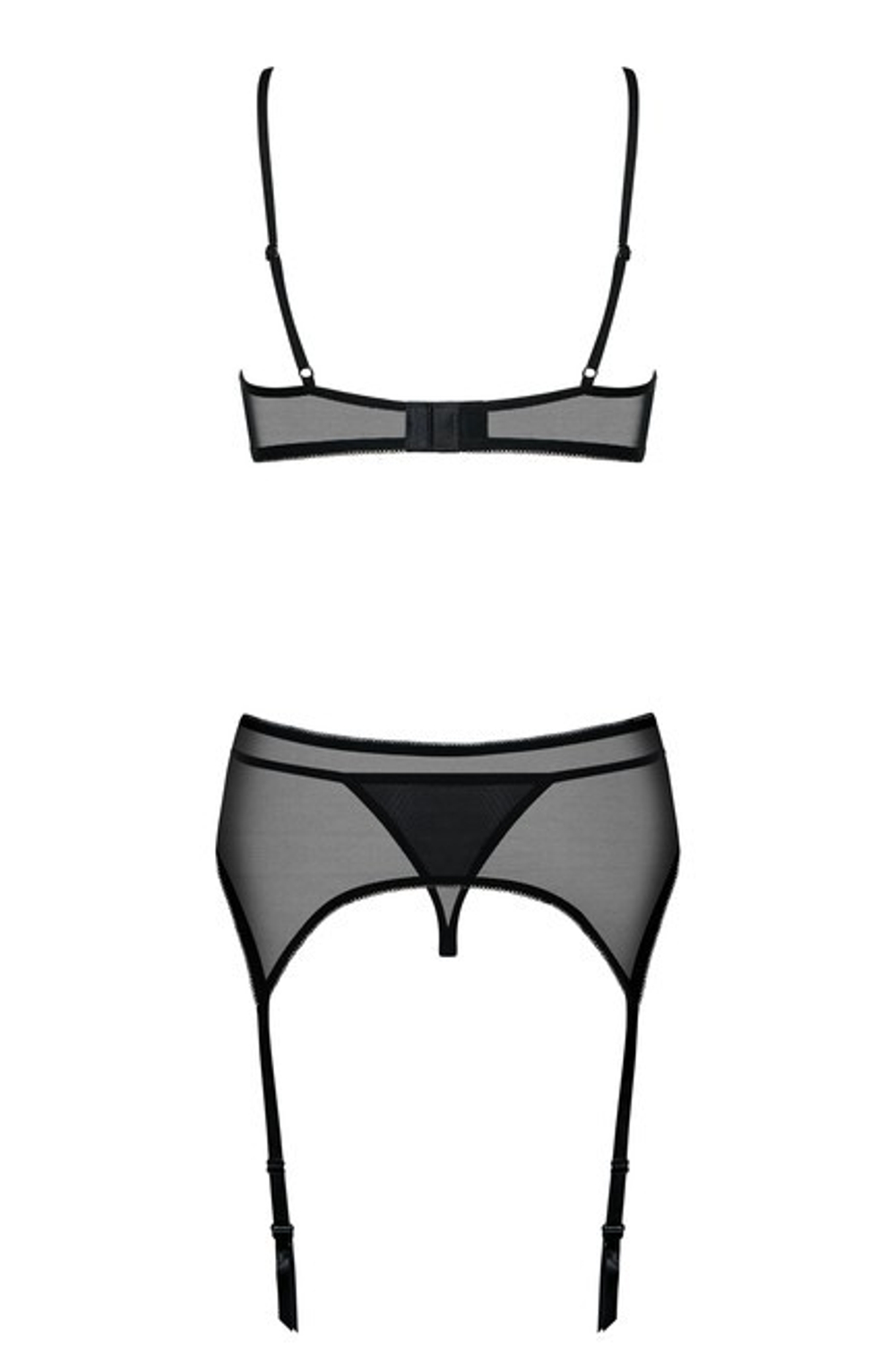 Комплект из 3-х предметов (лиф, стринги, пояс) Greyla Set SM (42-44) (Цвет: черный, серый)