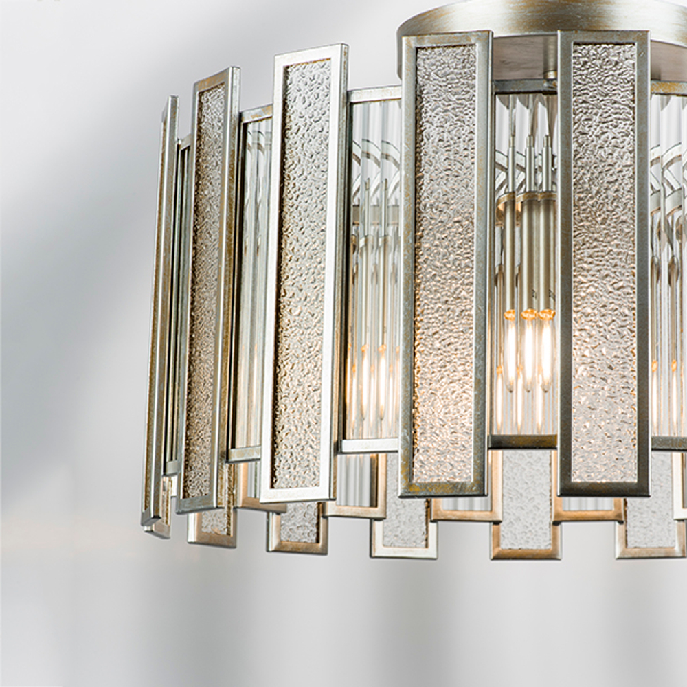 712054 Люстра AGAVE 5х40W E27 СЕРЕБРО С ПАТИНОЙ/ПРОЗРАЧНЫЙ