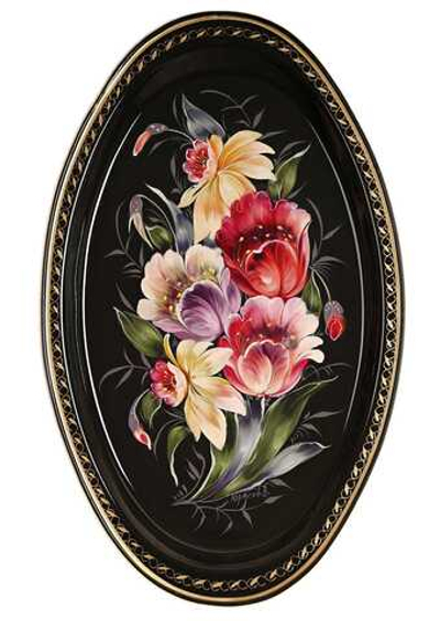 Жостовский поднос декоративный, размер 41х25 см (A17), металлический