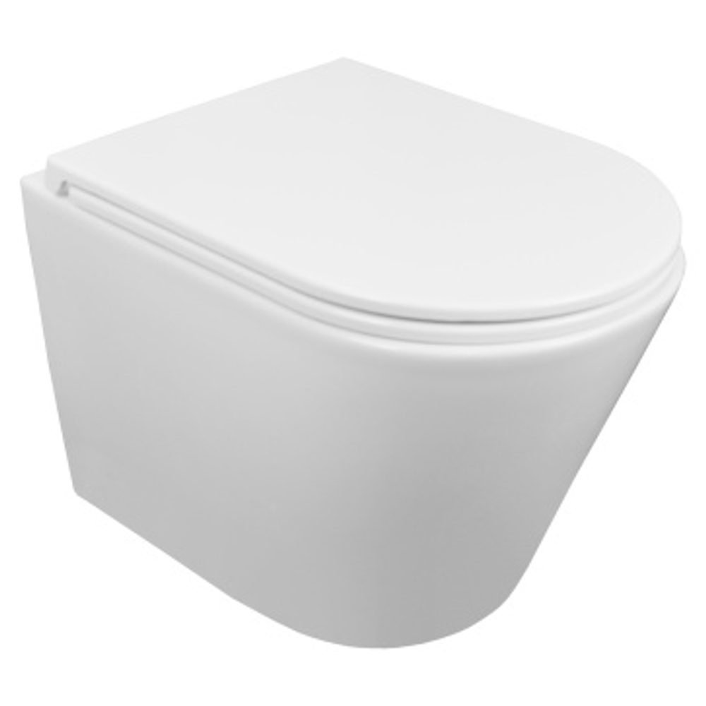 Унитаз подвесной Azario Teramo 515х355х365 безободковый, скрытое крепление, смыв "Торнадо", в комплекте с сидением микролифт (AZ-0053-UQ3)