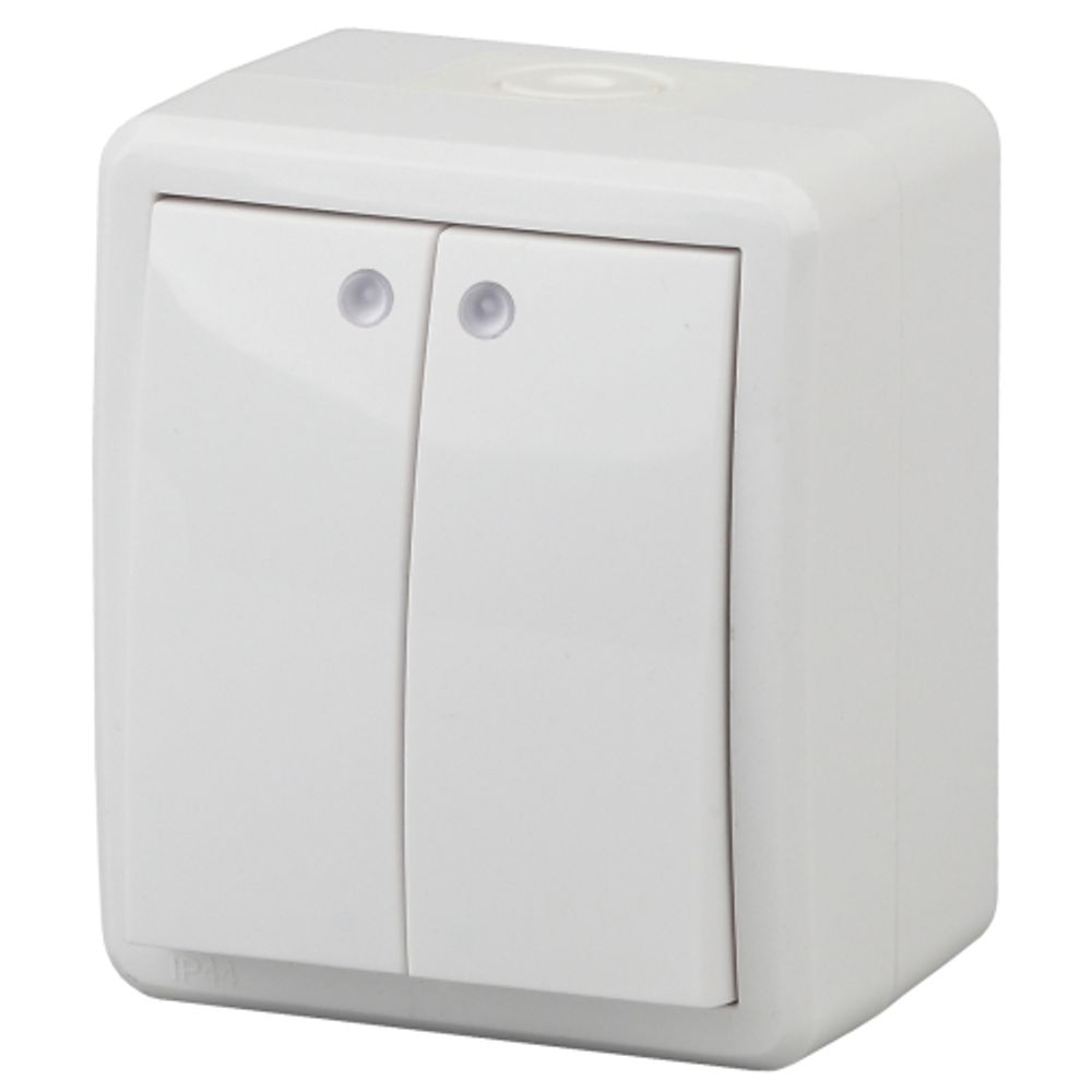 Выключатель ЭРА Эксперт 11-1405-01 двойной с подсветкой IP54 10АХ-250В ОУ белый