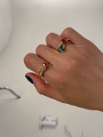 Кольцо Rainbow с зеленым камнем