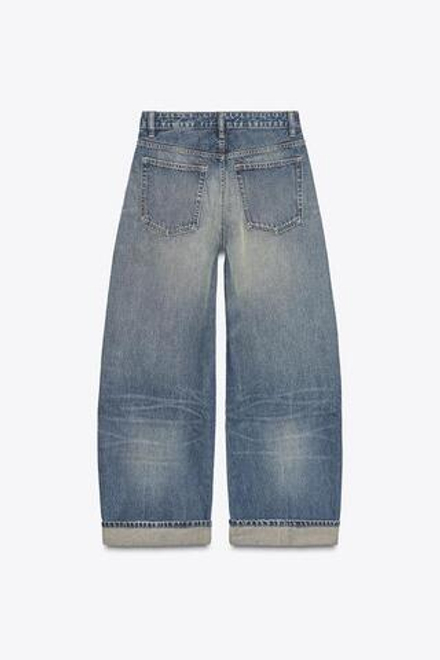 ZARA ДЖИНСЫ TRF BAGGY FOLDED С РАЗРЕЗАМИ И СРЕДНЕЙ ПОСАДКОЙ, МОРСКОЙ СИНИЙ