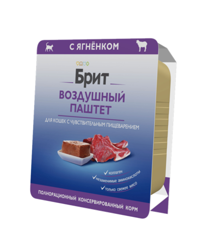 Brit Premium Воздушный паштет для кошек с чувствительным пищеварением с ягненком 100гр.