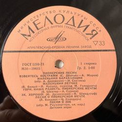 Винтажная виниловая пластинка LP Детские Хоры Пионерские песни (СССР 1989) Взвейтесь кострами