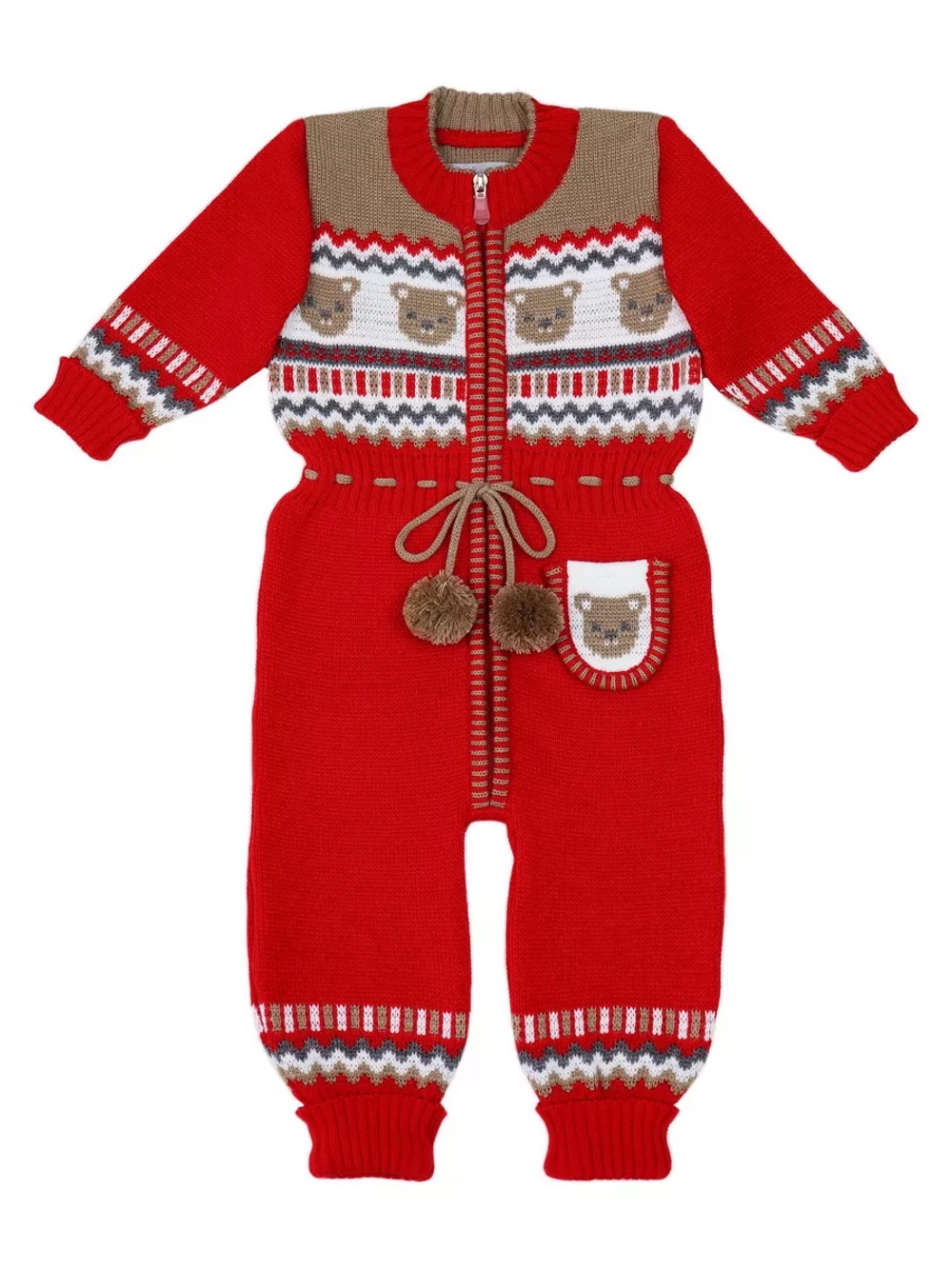 Вязаный комбинезон для новорожденных и малышей на молнии