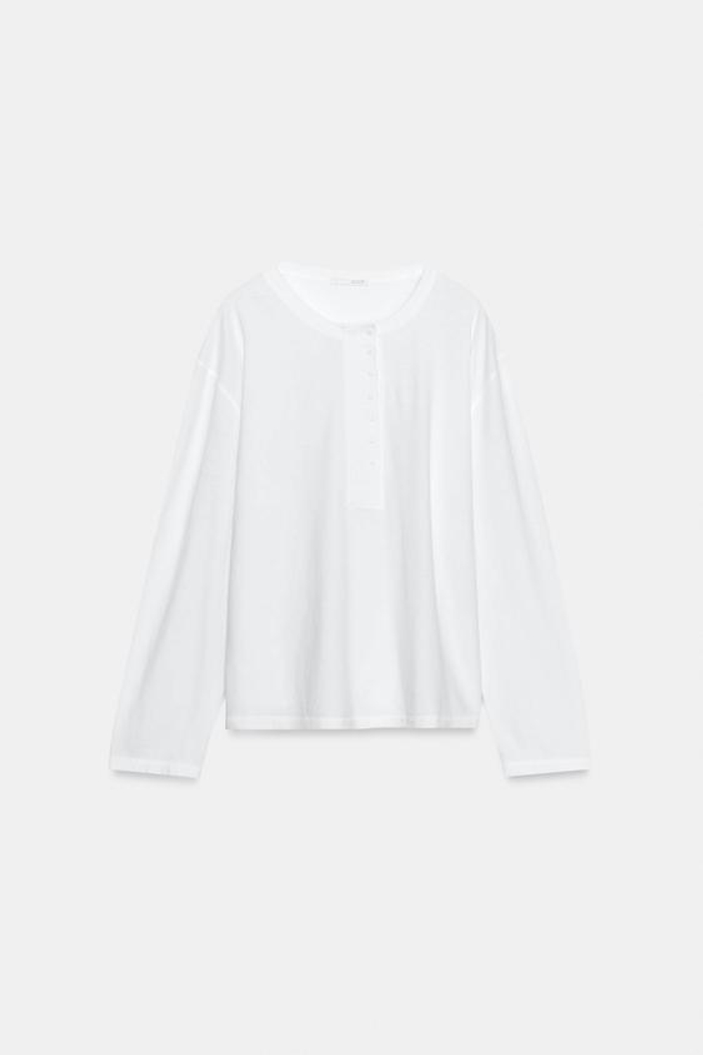 ZARA ЛОНГСЛИВ С ЛЬНЯНОЙ СМЕСЬЮ, БЕЛЫЙ