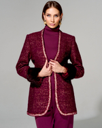 Жакет из премиального твида с меховой отделкой