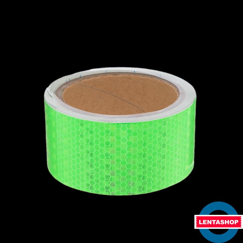 Зелёная светоотражающая лента самоклеящаяся 5 см х 5 метров