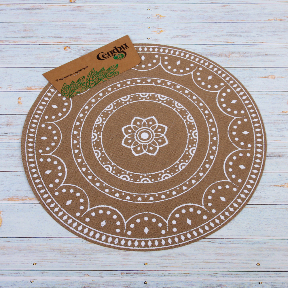 Салфетка на стол 38см плетеная «Афина» белые цветы