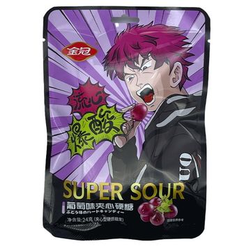 Конфеты кислые Super Sour со вкусом винограда, 24 г (Китай)