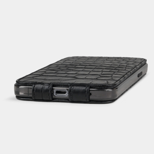 Чехол для iPhone 12 Pro Max из натуральной кожи крокодила, черного цвета