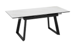 Стол кухонный обеденный раздвижной Черный муар/Керамика матовая серый мрамор 140(200)х85х77 см
