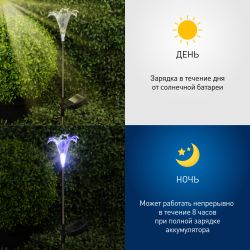 Светильник уличный ЭРА ERASF22-19 Лилия на солнечных батареях садовый 75 см | Садовые декоративные светильники