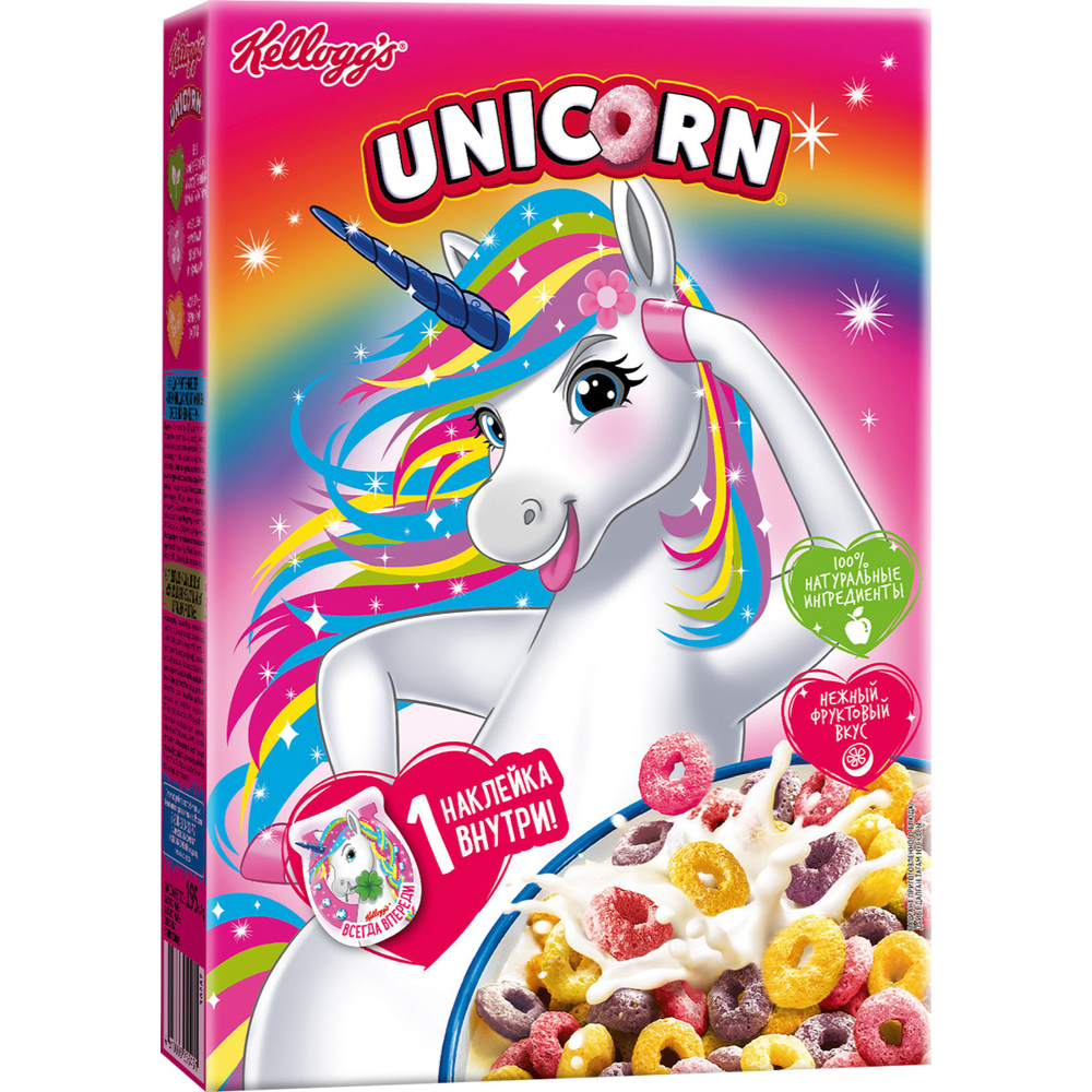 Завтрак Unicorn Радужные колечки с фруктовым вкусом 195 гр