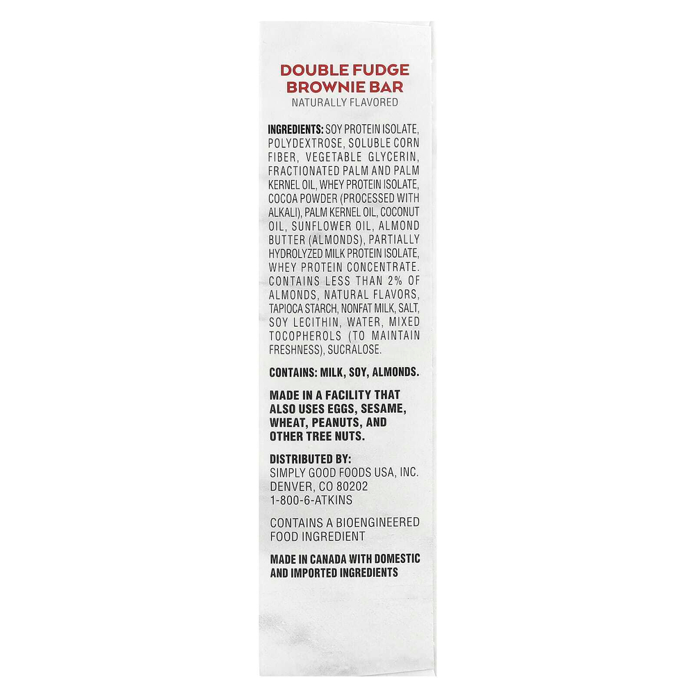 Atkins, Protein Meal Bar, шоколадный батончик с двойной помадкой, 5 батончиков, 48 г (1,69 унции)