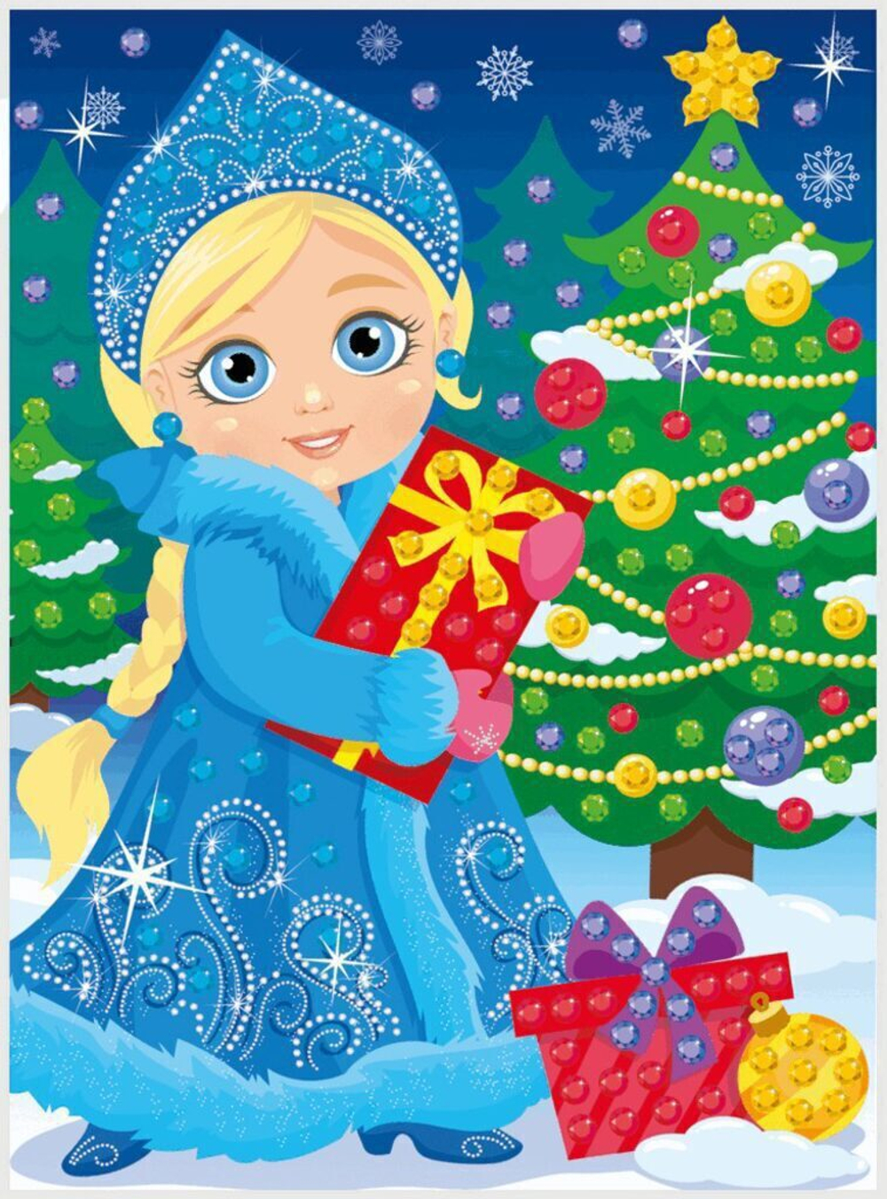 Аппликация из страз 18*25см "Снегурочка" 3+