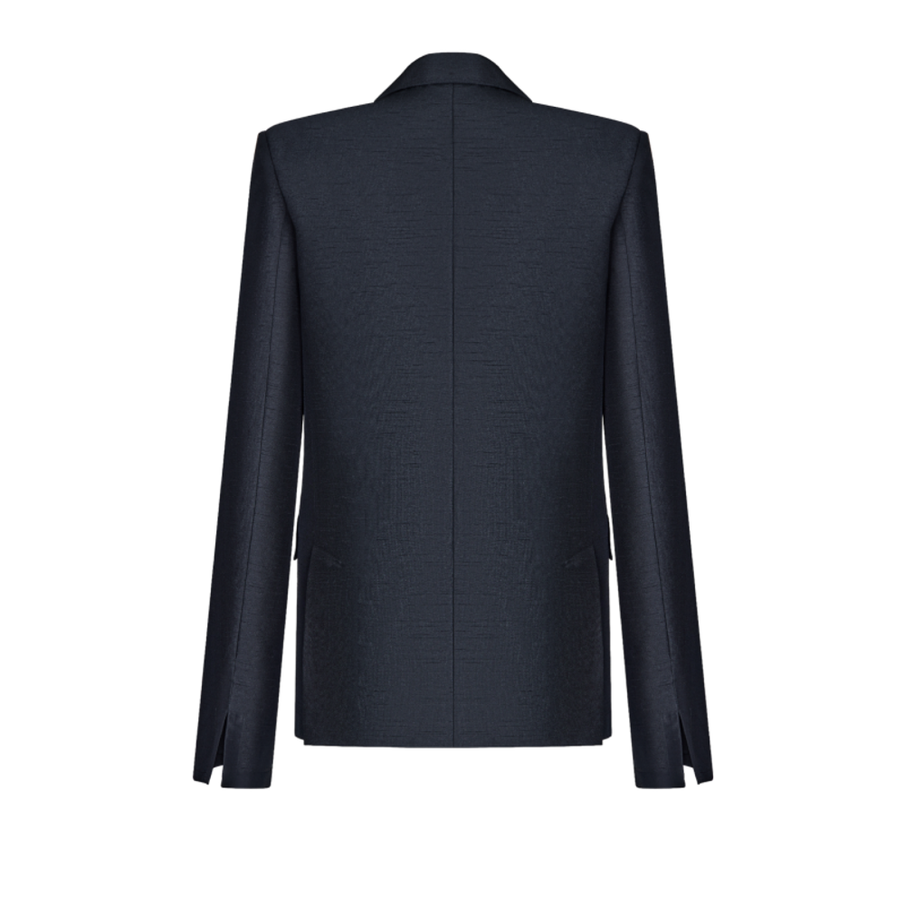 Жакет двубортный с отворотами из шелка