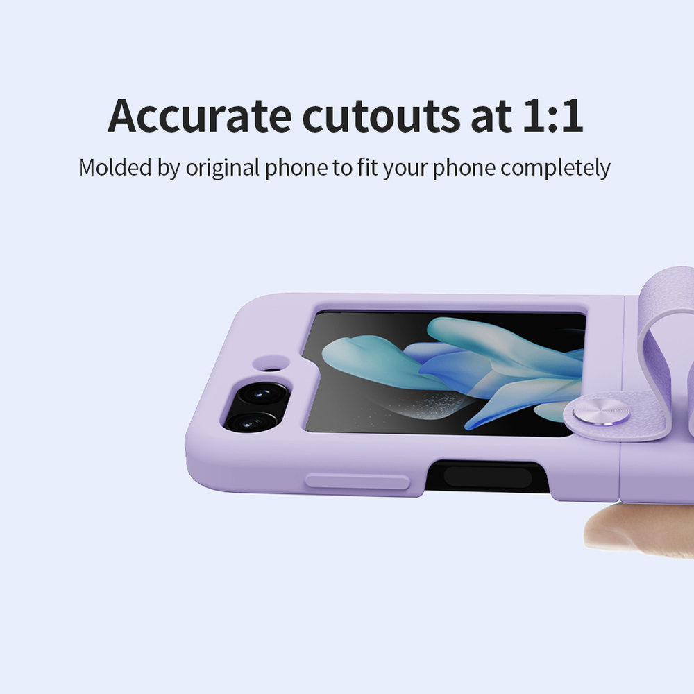 Чехол пурпурного цвета (Misty Purple) с мягким силиконовым покрытием от Nillkin для Samsung Galaxy Z Flip 5, серия Flex Flip