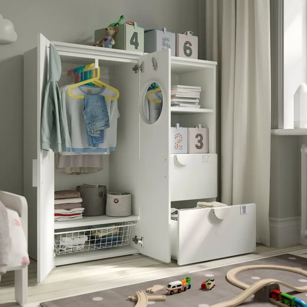 Шкаф - SMÅSTAD / PLATSA/ SMАSTAD  IKEA/ СМОСТАД / ПЛАТСА ИКЕА, 123х120  см, белый/зеленый