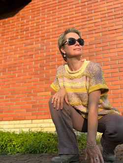 Вязаный жилет оверсайз Мимоза шишибрики