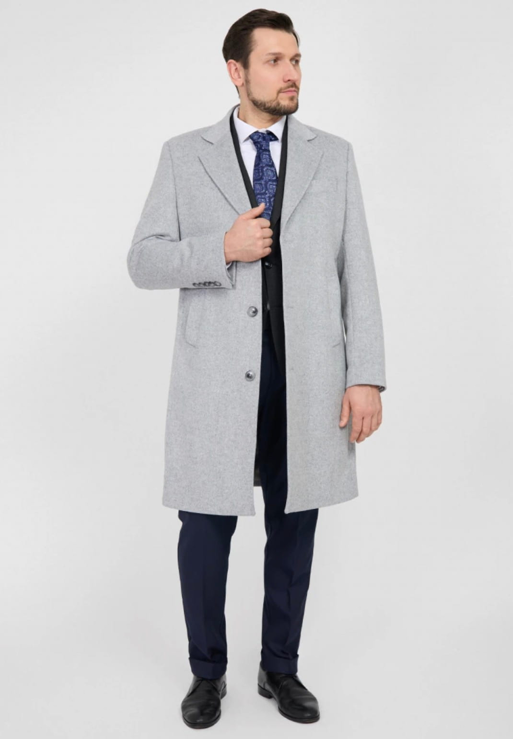 Мужское пальто (светло-серое) С35