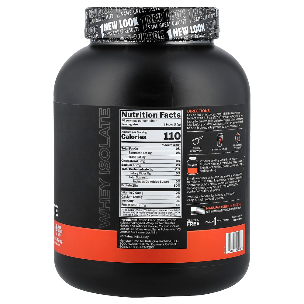Rule One Proteins, R1 Protein™, сывороточный изолят, со вкусом ванильного крема, 2,28 кг (5,03 фунта)