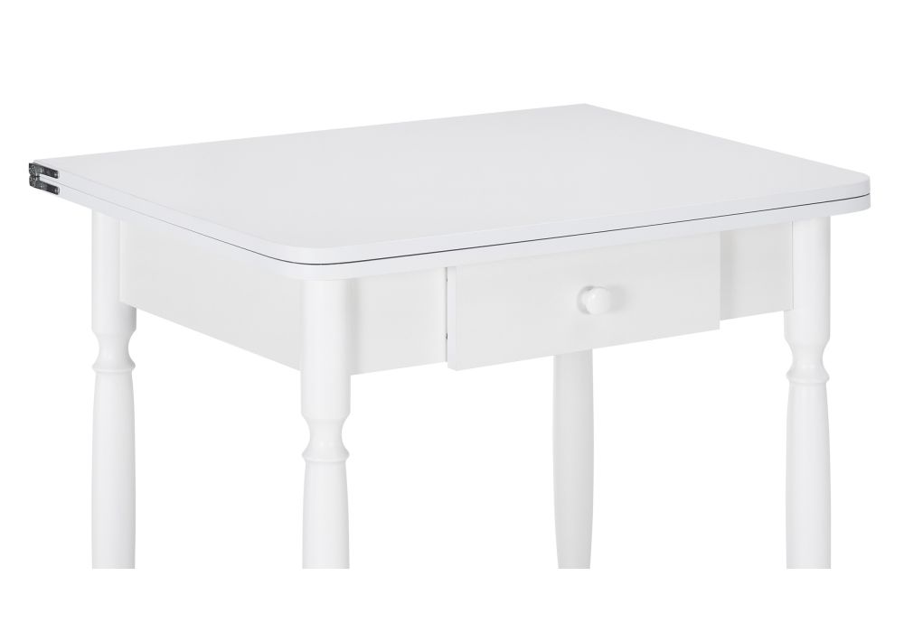 Стол Брентон с ящиком 60(120)х79х75 белый глянец