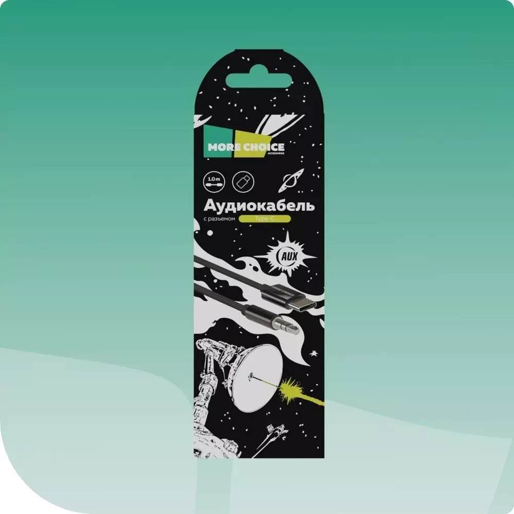 AUX cable 1m type-c/3.5 More Choice tUK22a black