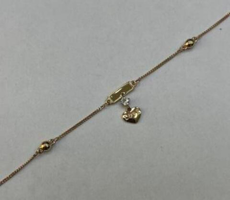 Браслет на ногу из золота с фианитами