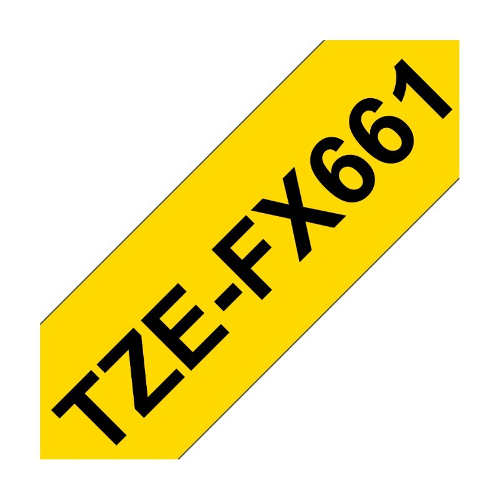Brother TZE-FX661 кассета с лентой для печати наклеек (эластичная), чёрный шрифт на жёлтой основе, 36мм*8м