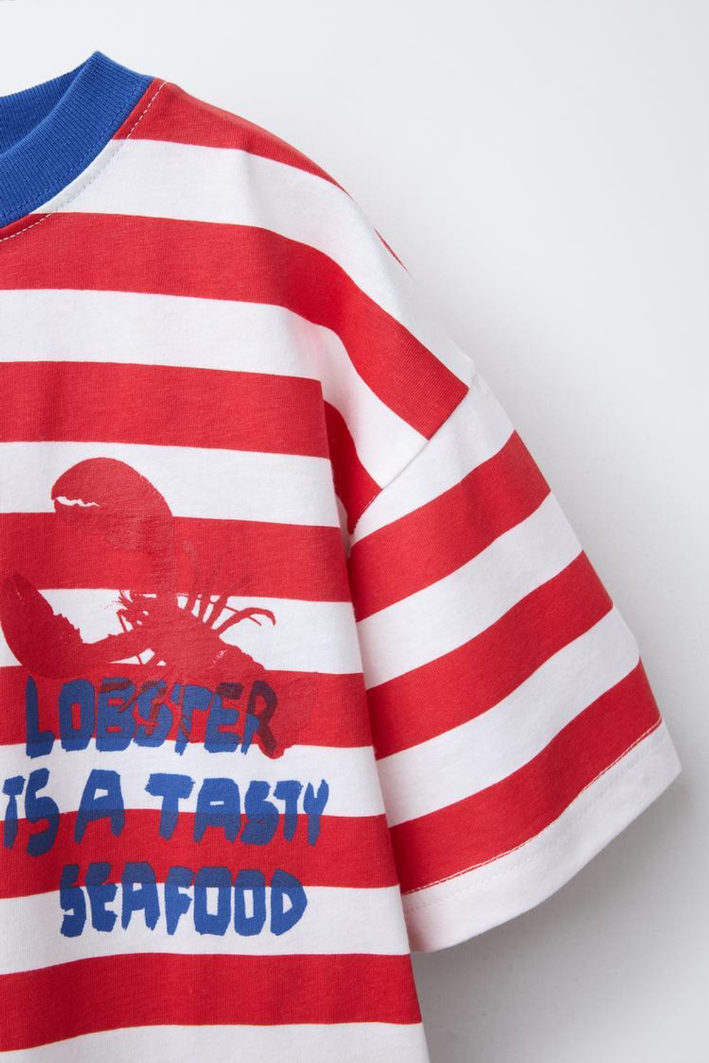 ZARA ФУТБОЛКА В ПОЛОСКУ С ПРИНТОМ, КРАСНЫЙ