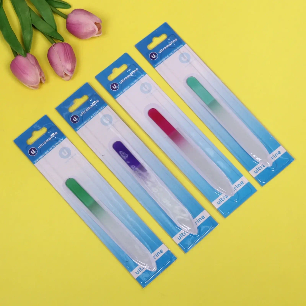 Пилка для ногтей стеклянная на блистере «Ultramarine», двухцветная, 14см.