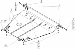 Защита картера Двигателя, КПП. 2 мм, Сталь. для Honda Civic V 1991-1995 MOTODOR.00801