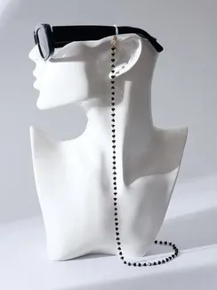 Цепочка для очков "Строгость" дорожка, цвет чёрный в золоте, 70 см